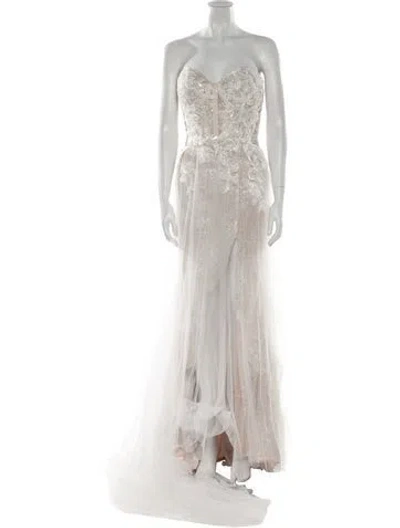 Pre-owned Allure Bridals Strapless Long Dress W/ Tags In White