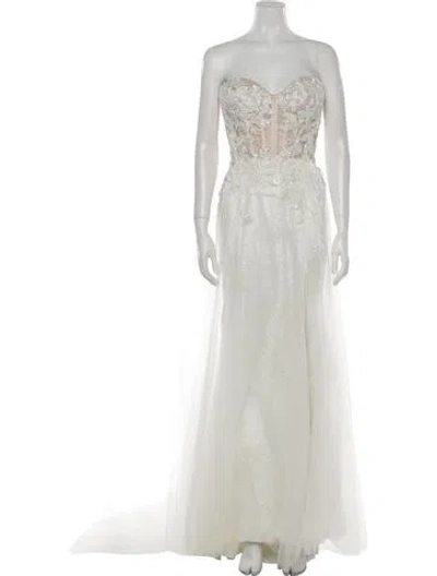 Pre-owned Allure Bridals Strapless Long Dress W/ Tags In White
