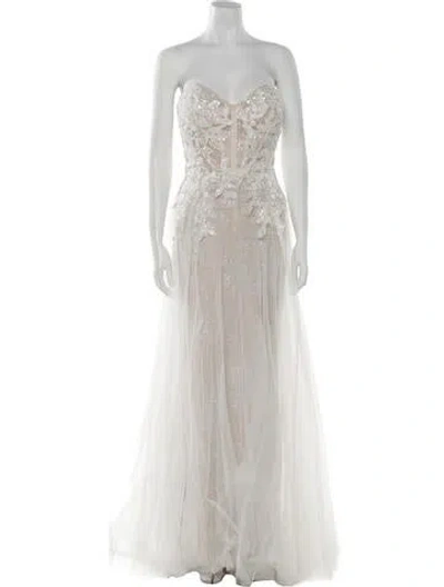 Pre-owned Allure Bridals Strapless Long Dress W/ Tags In White