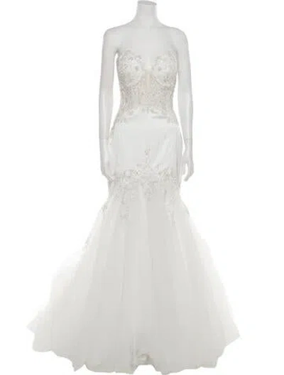 Pre-owned Allure Bridals Strapless Long Dress W/ Tags In White