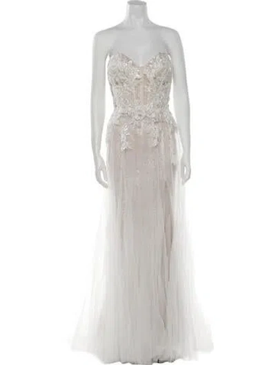 Pre-owned Allure Bridals Strapless Long Dress In White