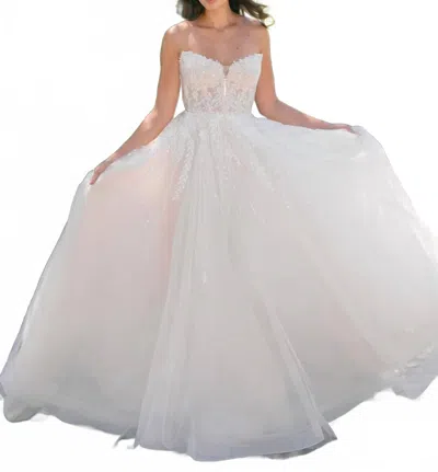 Allure Bridals Strapless Sequined Wedding Gown In Ivory/nude/silver In Multi