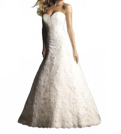 Allure Bridals Strapless Sweetheart Lace Wedding Dress In Ivory In White