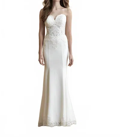 Allure Bridals Strapless Sweetheart Wedding Gown In Ivory/champagne/nude In White