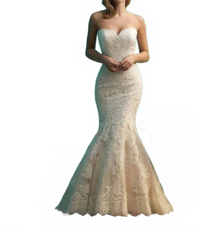 Allure Bridals Strapless Wedding Gown In Ivory In Multi