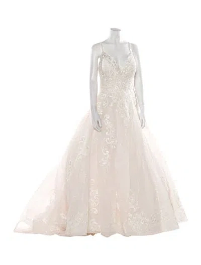 Pre-owned Allure Bridals V-neck Long Dress In Neutral