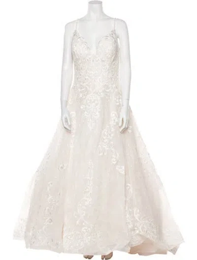 Pre-owned Allure Bridals V-neck Long Dress W/ Tags In Neutral