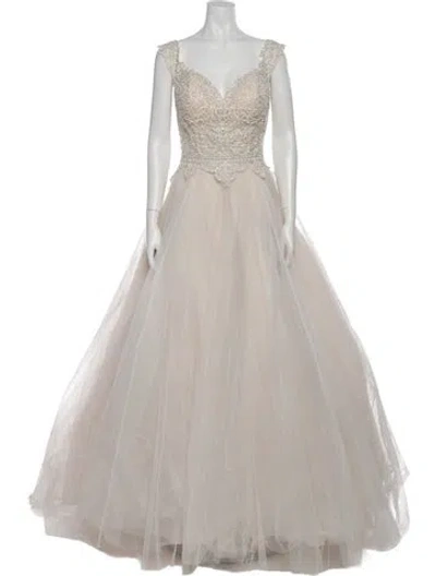 Pre-owned Allure Bridals V-neck Long Dress W/ Tags In Neutral