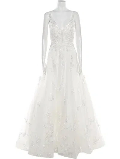Pre-owned Allure Bridals V-neck Long Dress W/ Tags In White