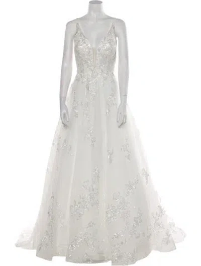 Pre-owned Allure Bridals V-neck Long Dress W/ Tags In White