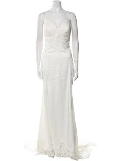 Pre-owned Allure Bridals V-neck Long Dress W/ Tags In White
