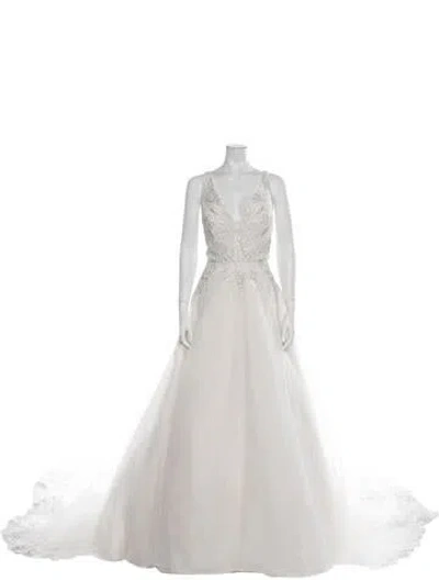 Pre-owned Allure Couture Lace Pattern Long Dress W/ Tags In Neutrals