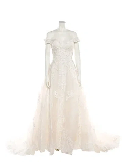 Pre-owned Allure Couture Off-the-shoulder Long Dress In Neutral