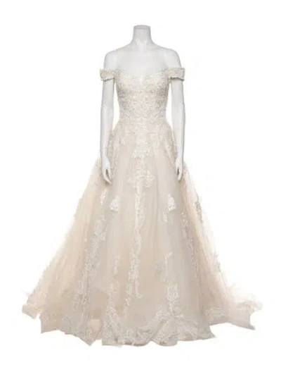 Pre-owned Allure Couture Off-the-shoulder Long Dress W/ Tags In Neutral