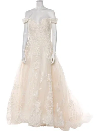 Pre-owned Allure Couture Off-the-shoulder Long Dress W/ Tags In White