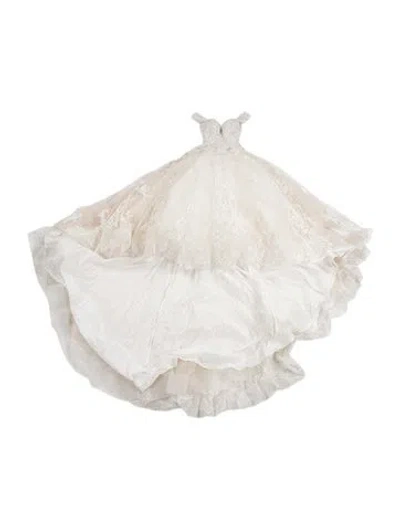 Pre-owned Allure Couture Patterned Long Dress W/ Tags In White