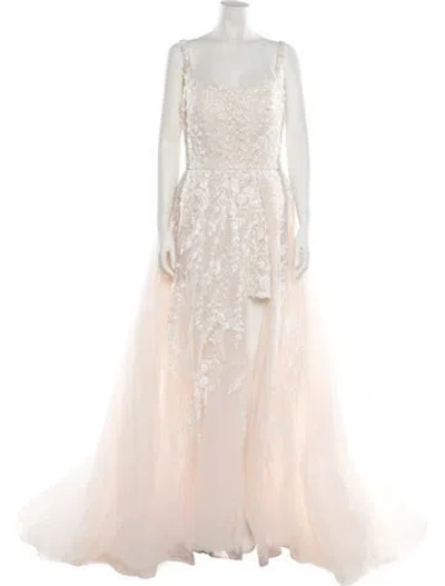 Pre-owned Allure Couture Square Neckline Long Dress W/ Tags In Neutral