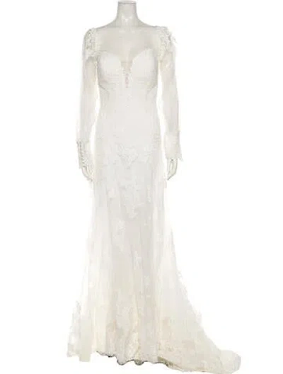 Pre-owned Allure Couture Square Neckline Long Dress W/ Tags In White