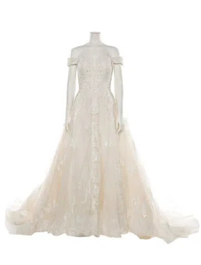 Pre-owned Allure Couture Strapless Long Dress In Neutral