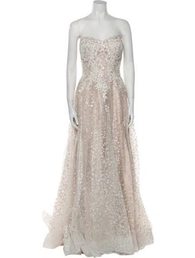 Pre-owned Allure Couture Strapless Long Dress W/ Tags In Neutral