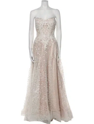 Pre-owned Allure Couture Strapless Long Dress W/ Tags In Neutral
