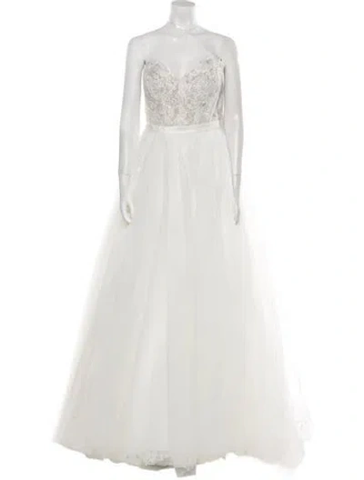 Pre-owned Allure Couture Strapless Long Dress W/ Tags In White