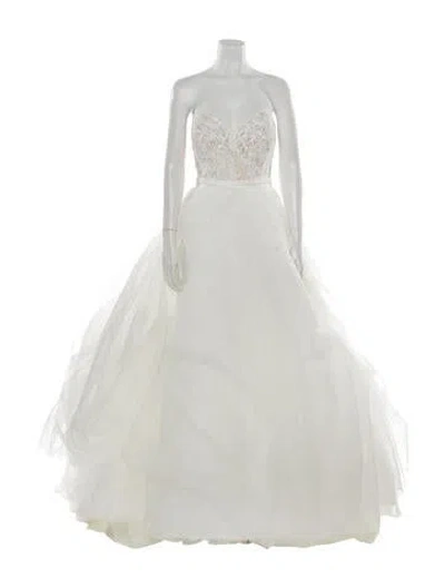 Pre-owned Allure Couture Strapless Long Dress W/ Tags In White