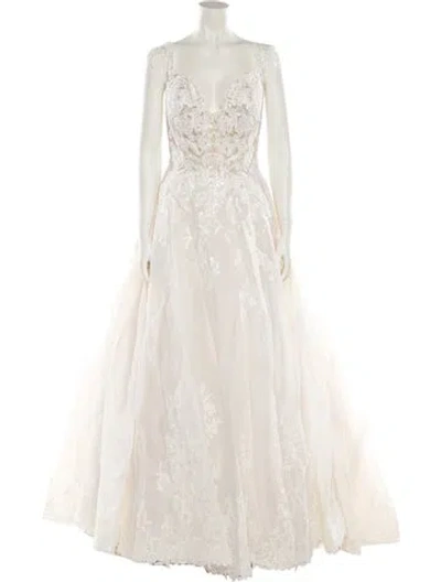 Pre-owned Allure Couture V-neck Long Dress W/ Tags In White