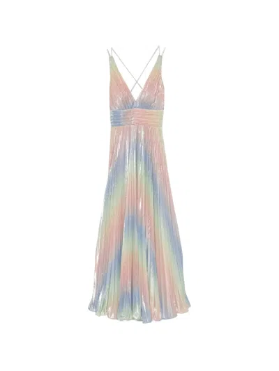 Allure Pleated Metallic-effect Maxi Dress In Multi