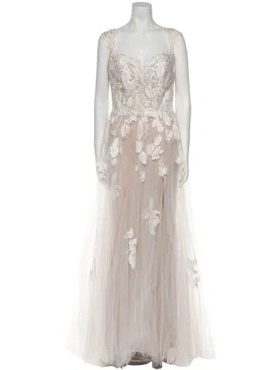 Pre-owned Allure Romance Lace Pattern Long Dress W/ Tags In White