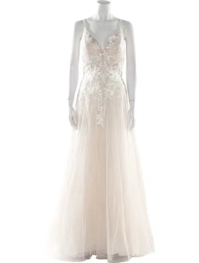 Pre-owned Allure Romance Patterned Long Dress In Neutral