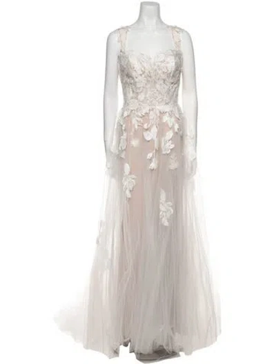 Pre-owned Allure Romance Square Neckline Long Dress W/ Tags In White