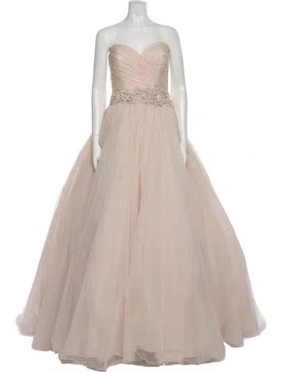 Pre-owned Allure Romance Strapless Long Dress In Neutral