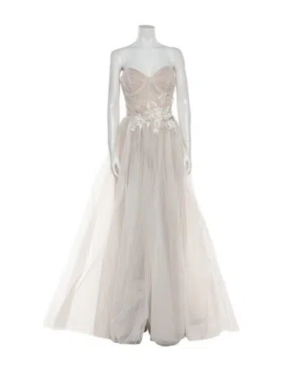 Pre-owned Allure Romance Strapless Long Dress W/ Tags In Neutral