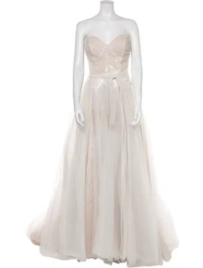 Pre-owned Allure Romance Strapless Long Dress W/ Tags In Neutral