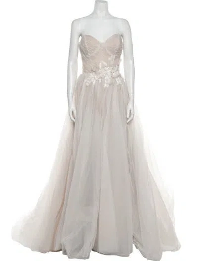 Pre-owned Allure Romance Strapless Long Dress W/ Tags In Neutral