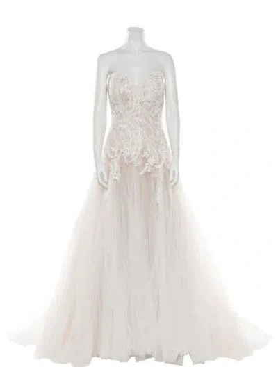 Pre-owned Allure Romance Strapless Long Dress W/ Tags In Neutral