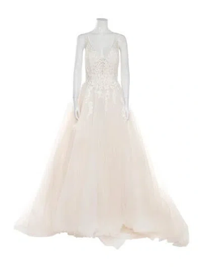 Pre-owned Allure Romance V-neck Long Dress In Neutral