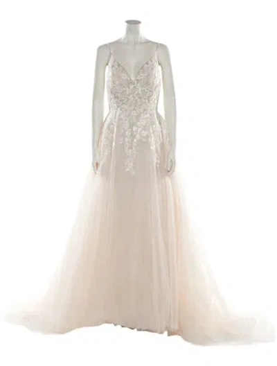 Pre-owned Allure Romance V-neck Long Dress W/ Tags In Neutral