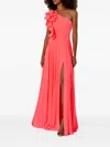 Allure Ruffle One-shoulder Maxi Dress In Red