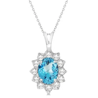Allurez Blue Topaz & Diamond Accented Pendant Necklace 14k In 1.70ct/white Gold