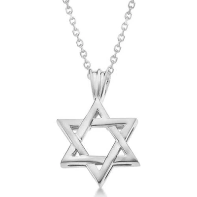 Allurez Classic Jewish Star Of David Pendant Necklace Solid 14k In Metallic