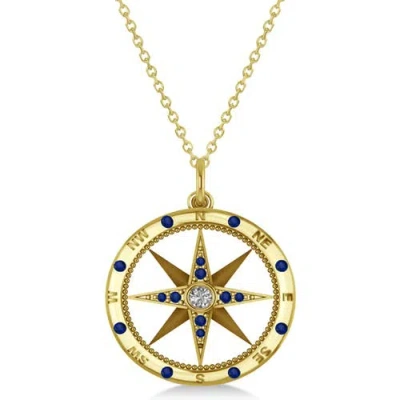 Allurez Compass Necklace Pendant Diamond Accented 14k In Green