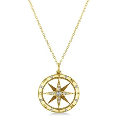 Allurez Compass Necklace Pendant Diamond Accented 14k In Gold