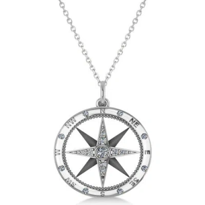 Allurez Compass Necklace Pendant Diamond Accented 14k In Metallic
