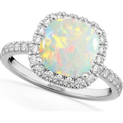 Allurez Cushion Cut Halo Opal & Diamond Engagement Ring 14k In Multi