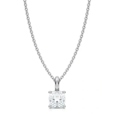 Allurez Cushion Solitaire Lab Diamond Pendant Necklace 14k 0.75ct In White Gold