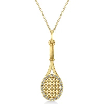 Allurez Diamond Accented Tennis Racket Pendant Necklace 14k 0.48ct In Gold