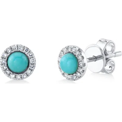 Allurez Diamond & Turquoise Stud Earrings 14k In Blue