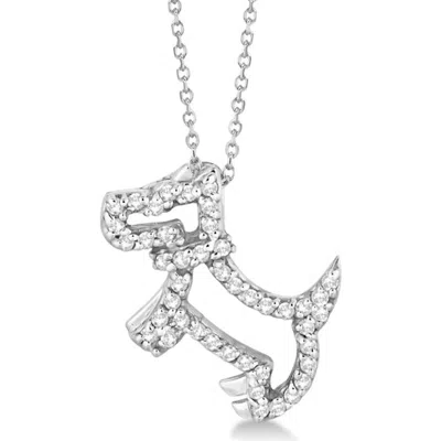 Allurez Diamond Dog Pendant Necklace Pave-set 14k In Silver